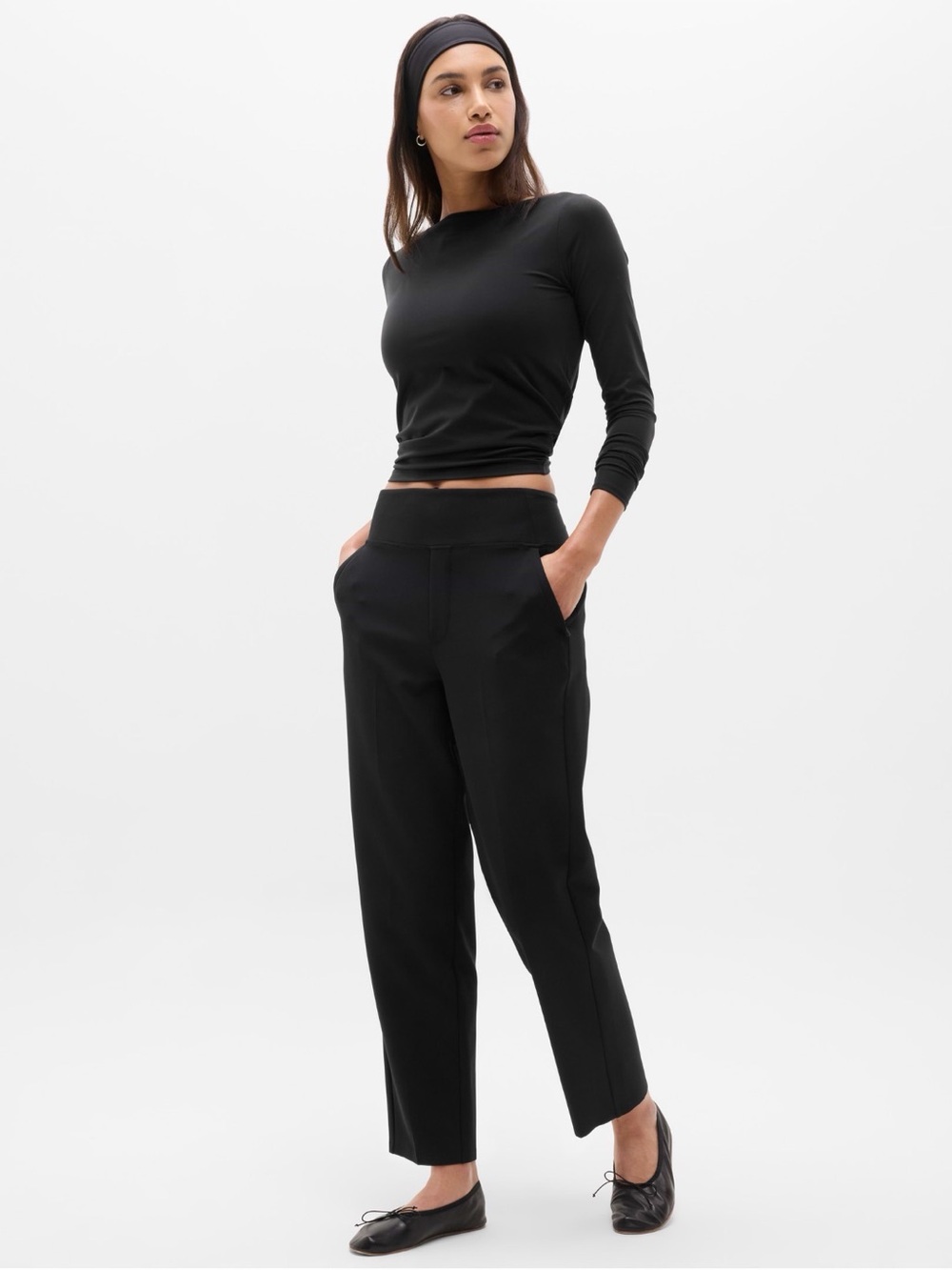 Athleta Black Straight Leg Endless Pants Size 4 EUC